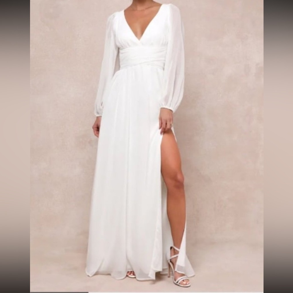 Lulu's Enchant My Love White Long Sleeve Dress
